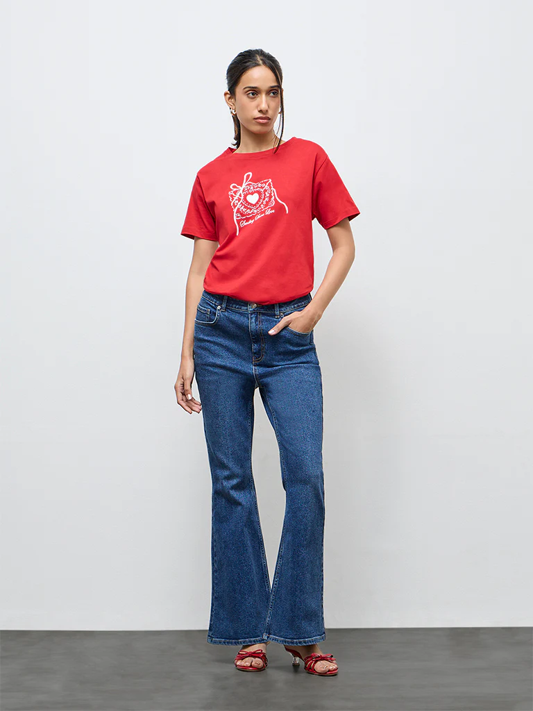 LOV Dark Blue High-Rise Bootcut Jeans
