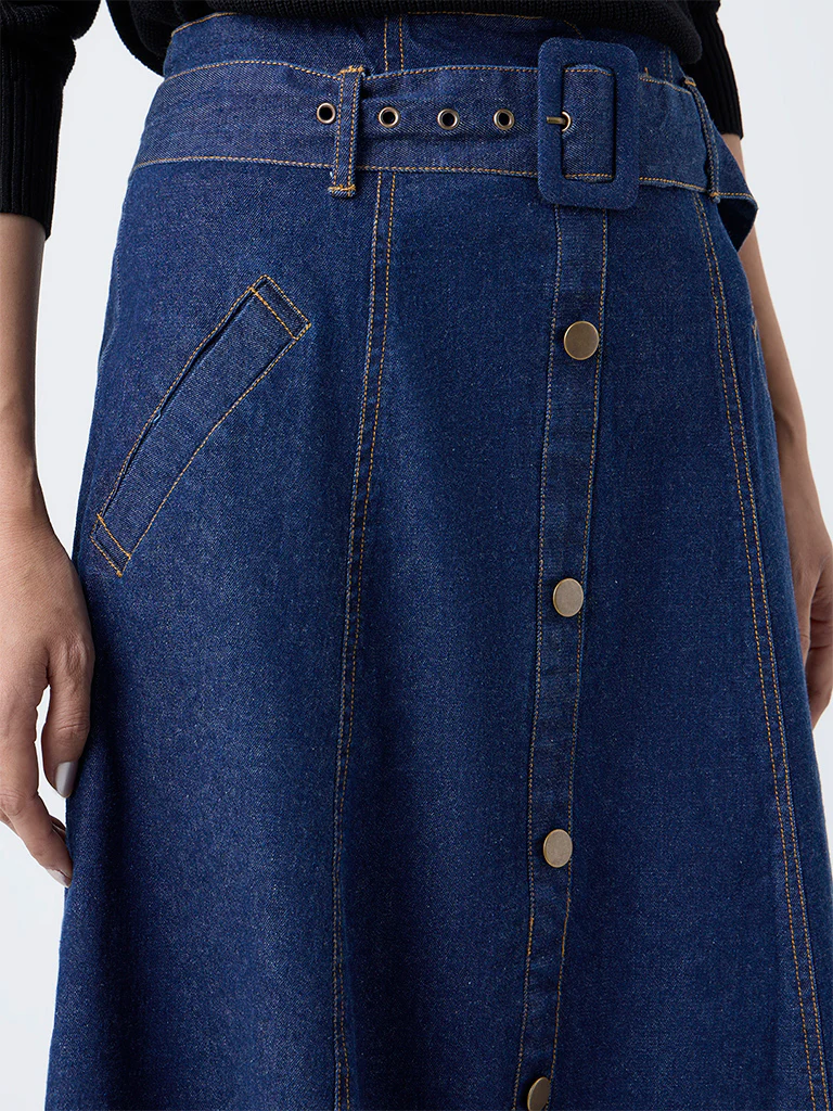 LOV Dark Blue High-Rise Denim Skirt - Image 3