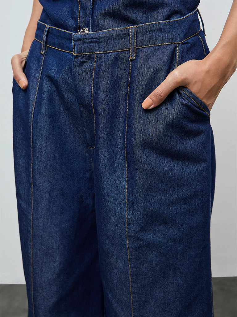 LOV Dark Blue High-Rise Denim Trousers - Image 3