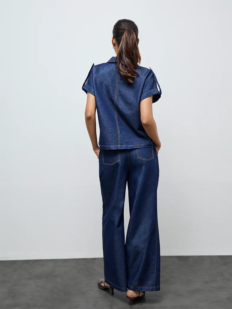 LOV Dark Blue High-Rise Denim Trousers - Image 4