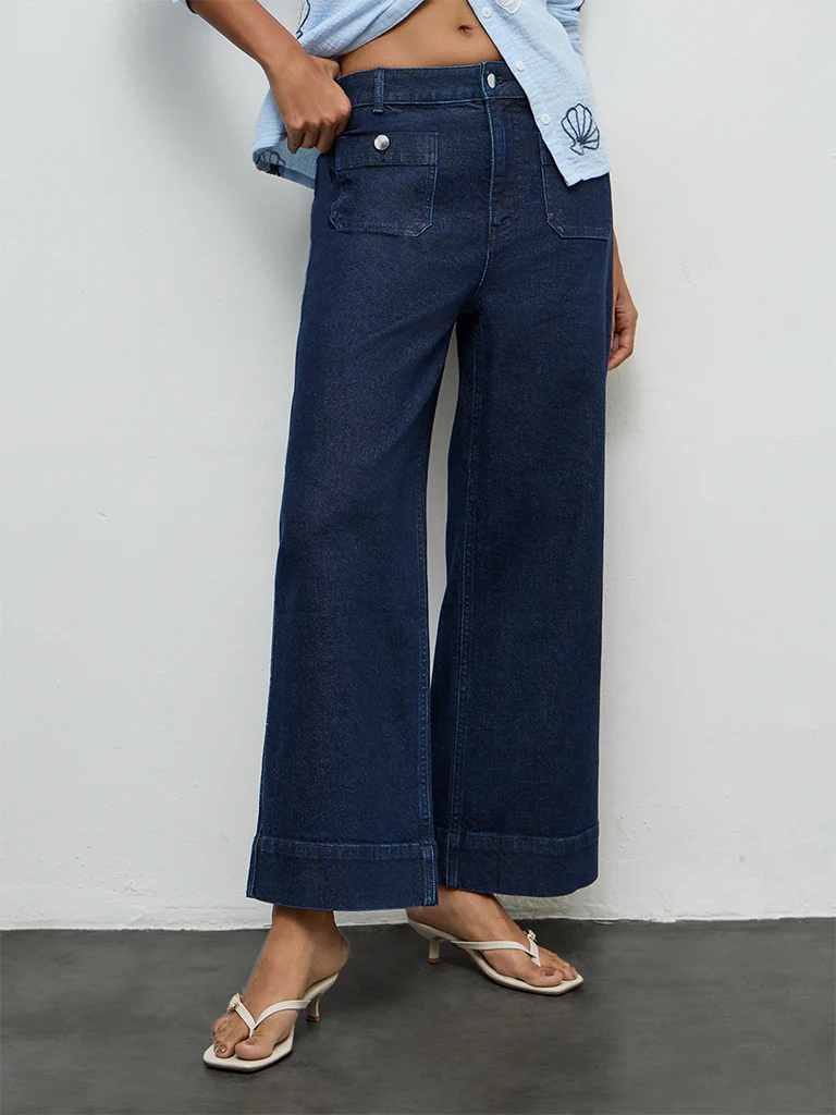 LOV Dark Blue Solid High-Rise Jeans - Image 3