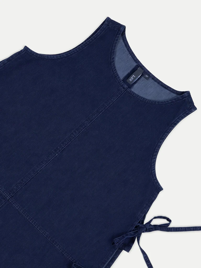 LOV Dark Blue Tie-Up Cotton-Blend Top - Image 6