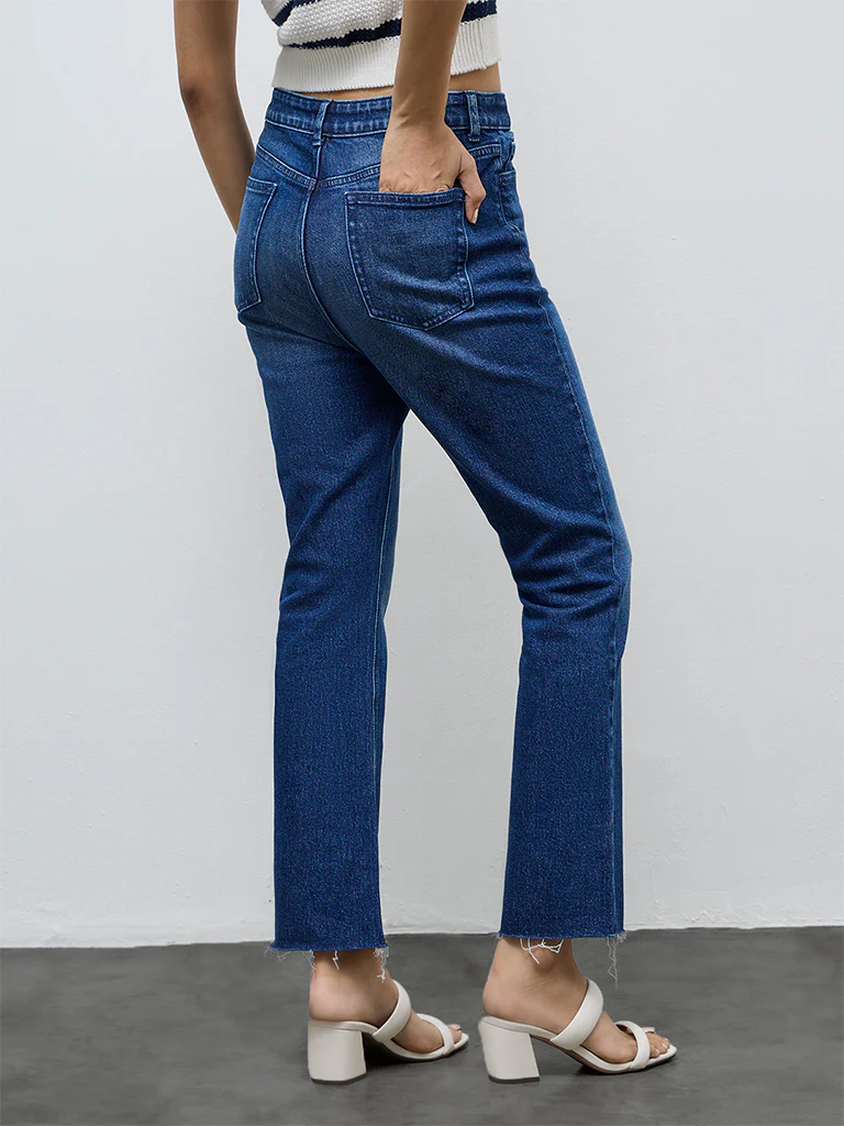 LOV Dark Blue Washed High-Rise Jeans - Image 4