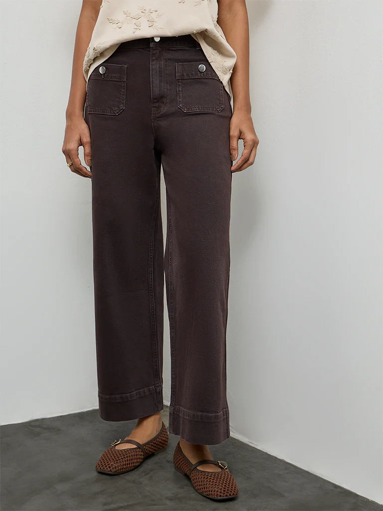 LOV Dark Brown Solid High-Rise Jeans - Image 3