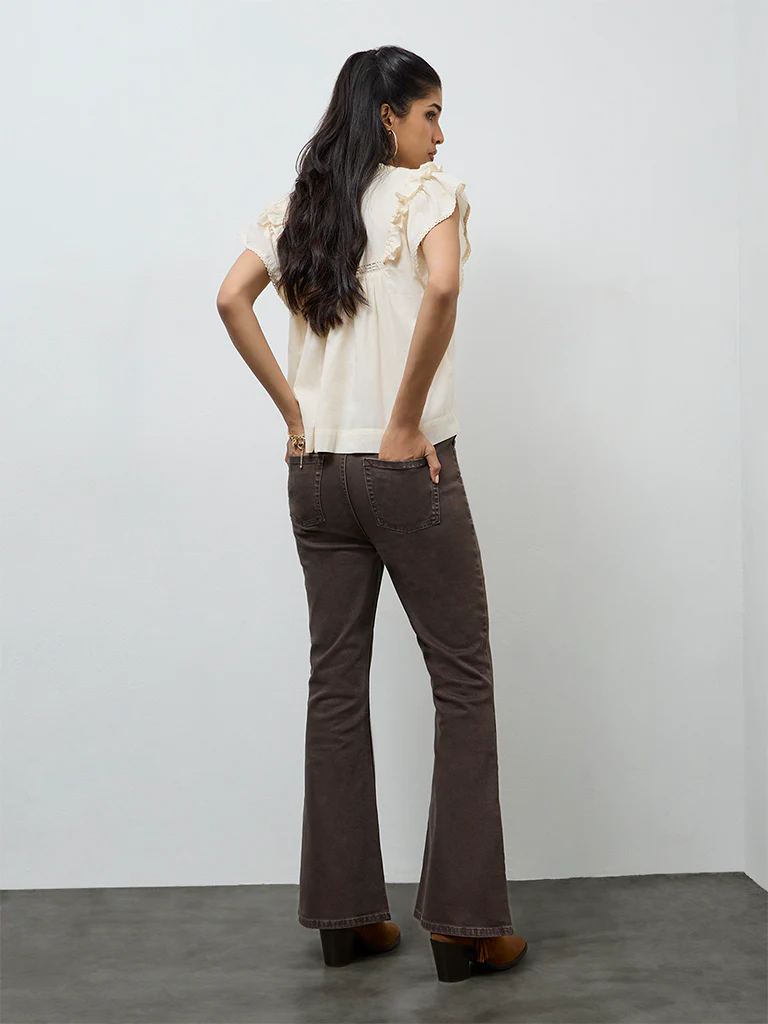 LOV Dark Brown Solid High-Rise Jeans - Image 4