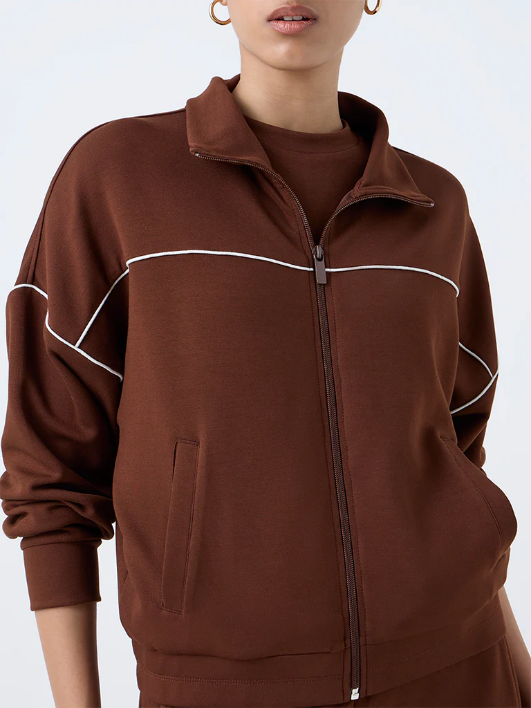 LOV Dark Brown Solid Jacket - Image 3