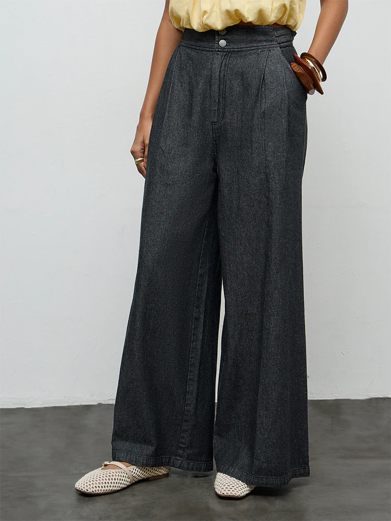 LOV Dark Charcoal Wide-Leg High-Rise Jeans - Image 2