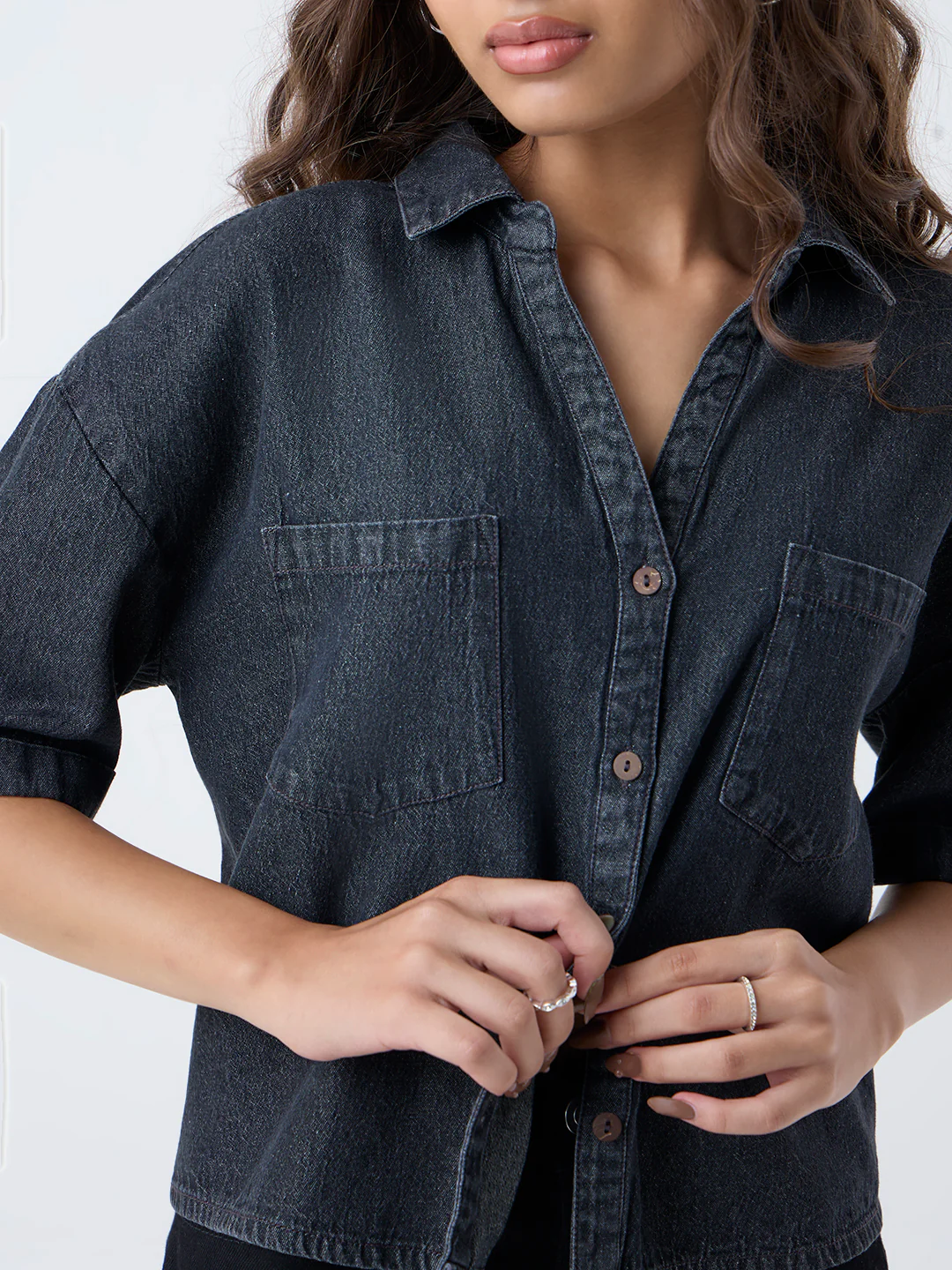 LOV Dark Grey Denim Shirt - Image 3