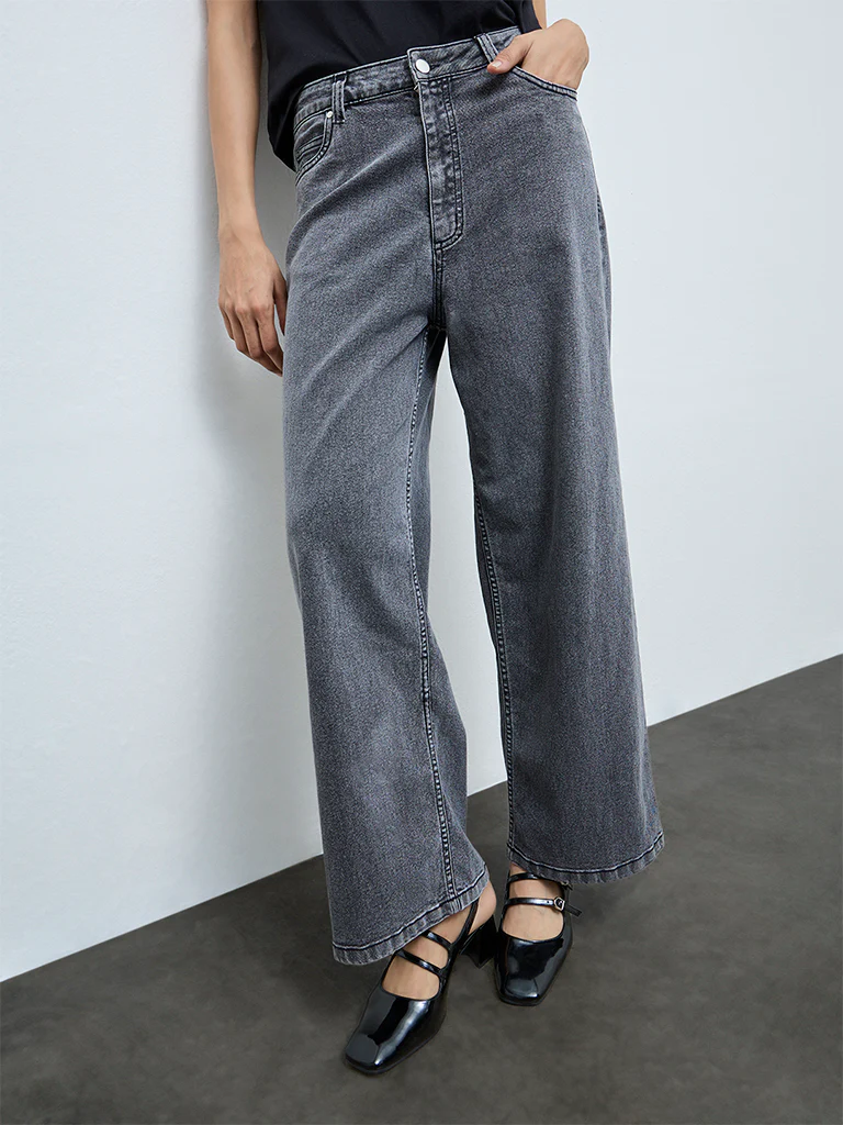 LOV Dark Grey Faded Relaxed-Fit High-Rise Jeans - Image 2