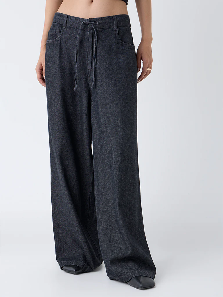 LOV Dark Grey High-Rise Denim Trousers - Image 2