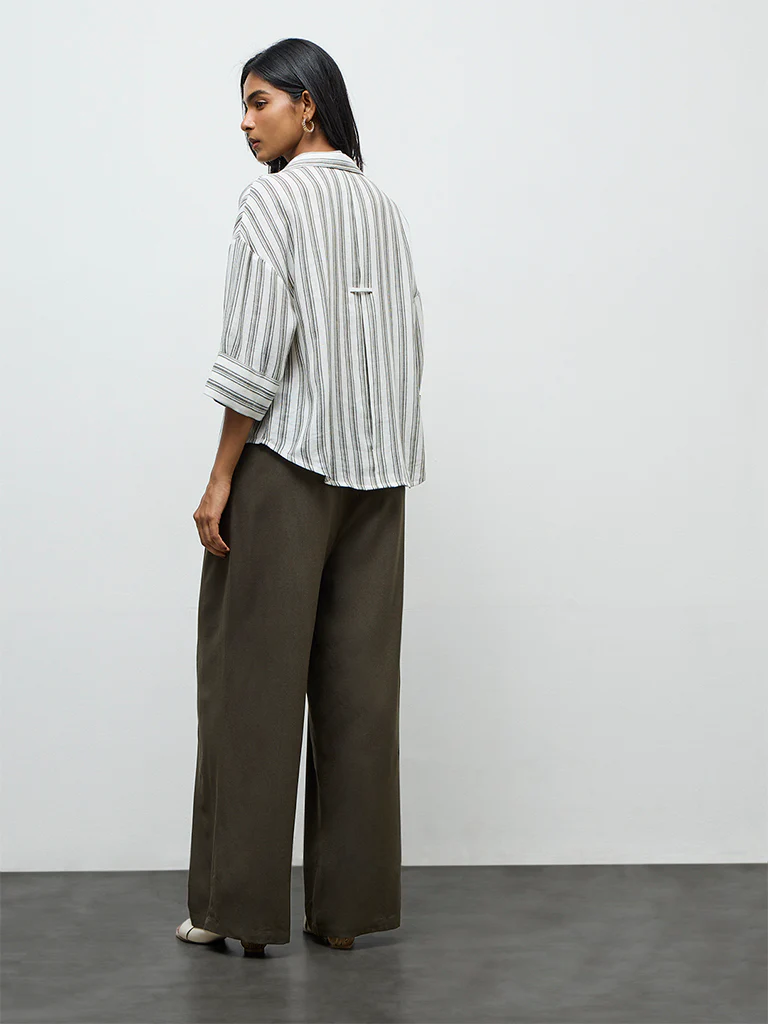 LOV Dark Olive High-Rise Trousers - Image 4