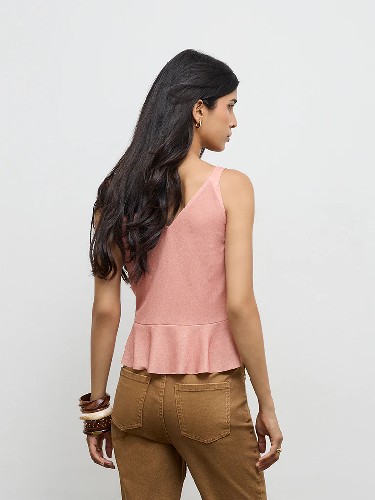 LOV Dusty Peach Ruffle-Detail Top - Image 4