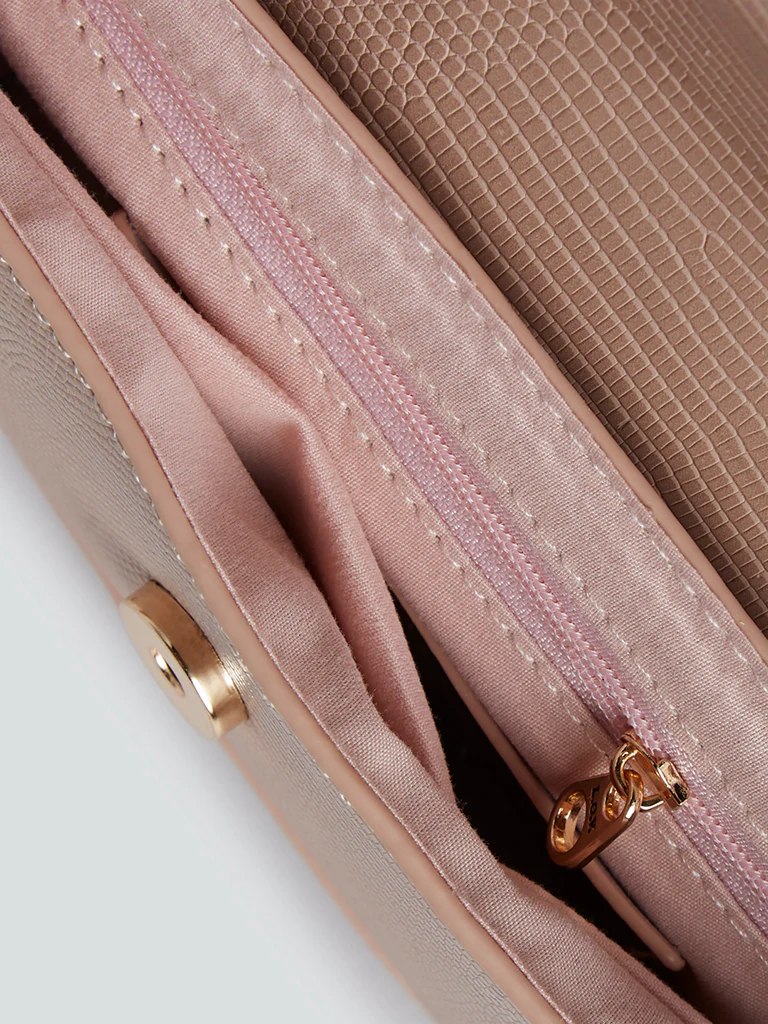 LOV Dusty Pink Crocodile Pattern Sling Bag - Image 3