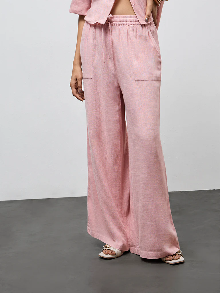 LOV Dusty Pink Solid High-Rise Pants - Image 2