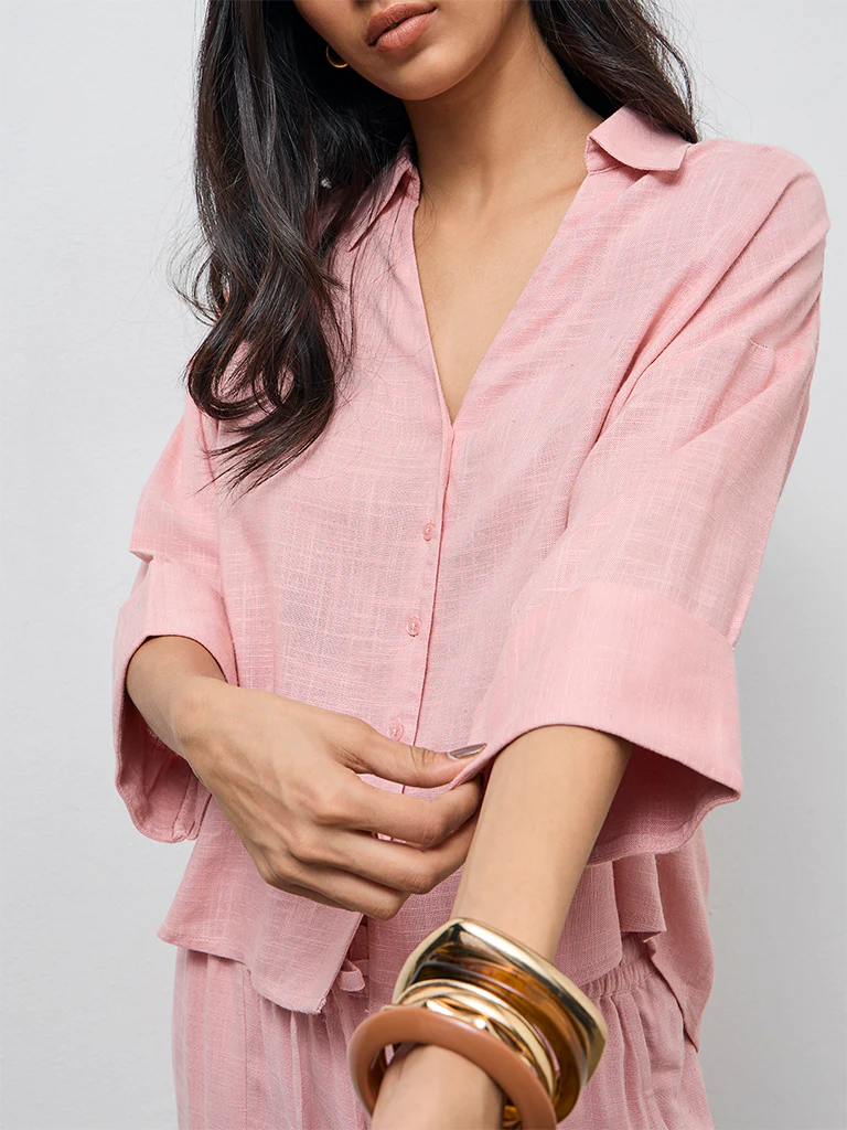 LOV Dusty Pink Solid Shirt - Image 3