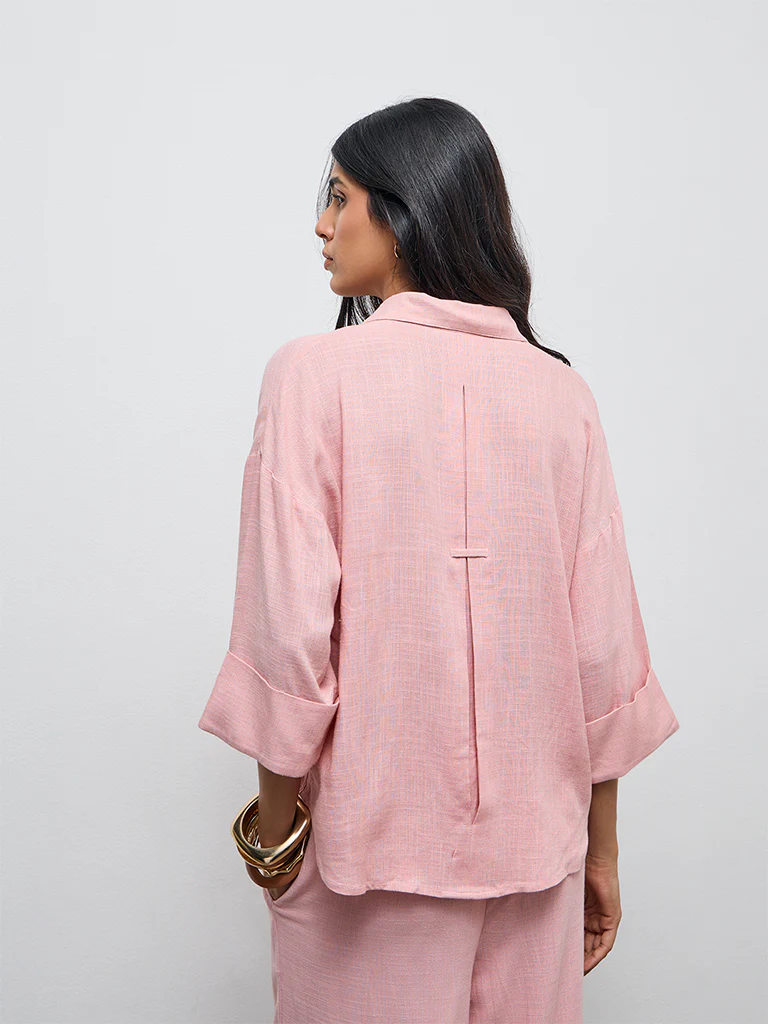 LOV Dusty Pink Solid Shirt - Image 4