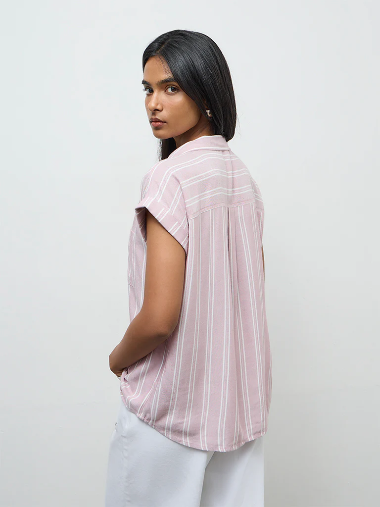 LOV Dusty Pink Striped Cotton Shirt - Image 4
