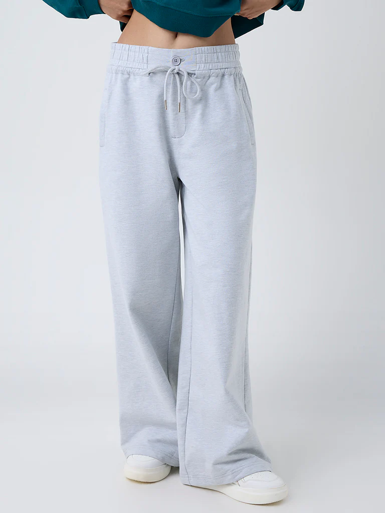 LOV Grey High-Rise Cotton-Blend Track Pants - Image 2