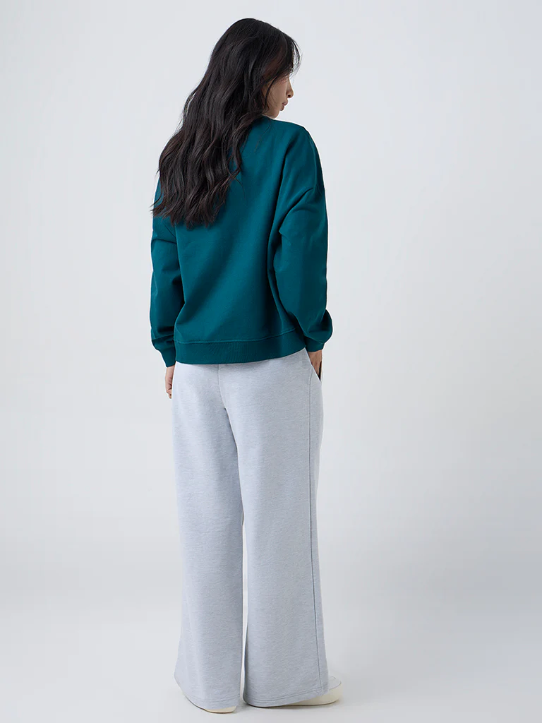 LOV Grey High-Rise Cotton-Blend Track Pants - Image 4