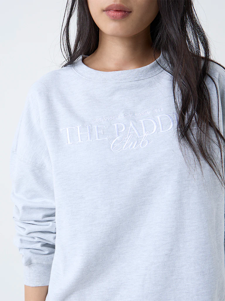 LOV Grey Text Printed Cotton-Blend Sweatshirt - Image 3