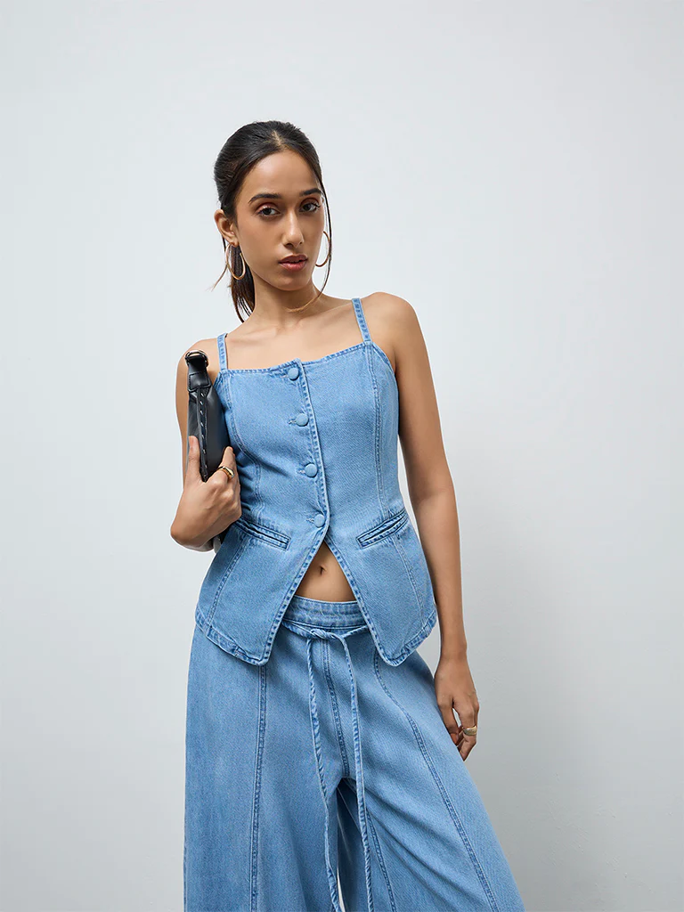 LOV Light Blue Denim Top