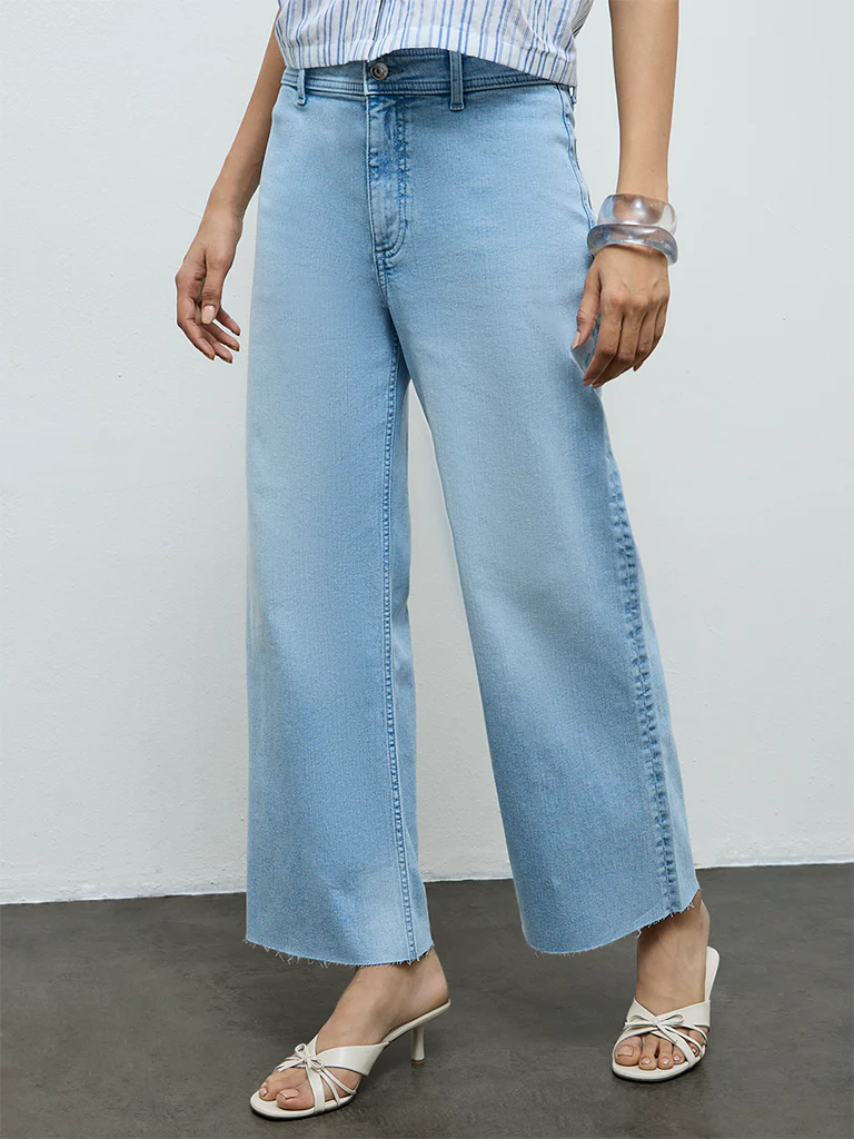 LOV Light Blue Faded Wide-Leg High-Rise Jeans - Image 2