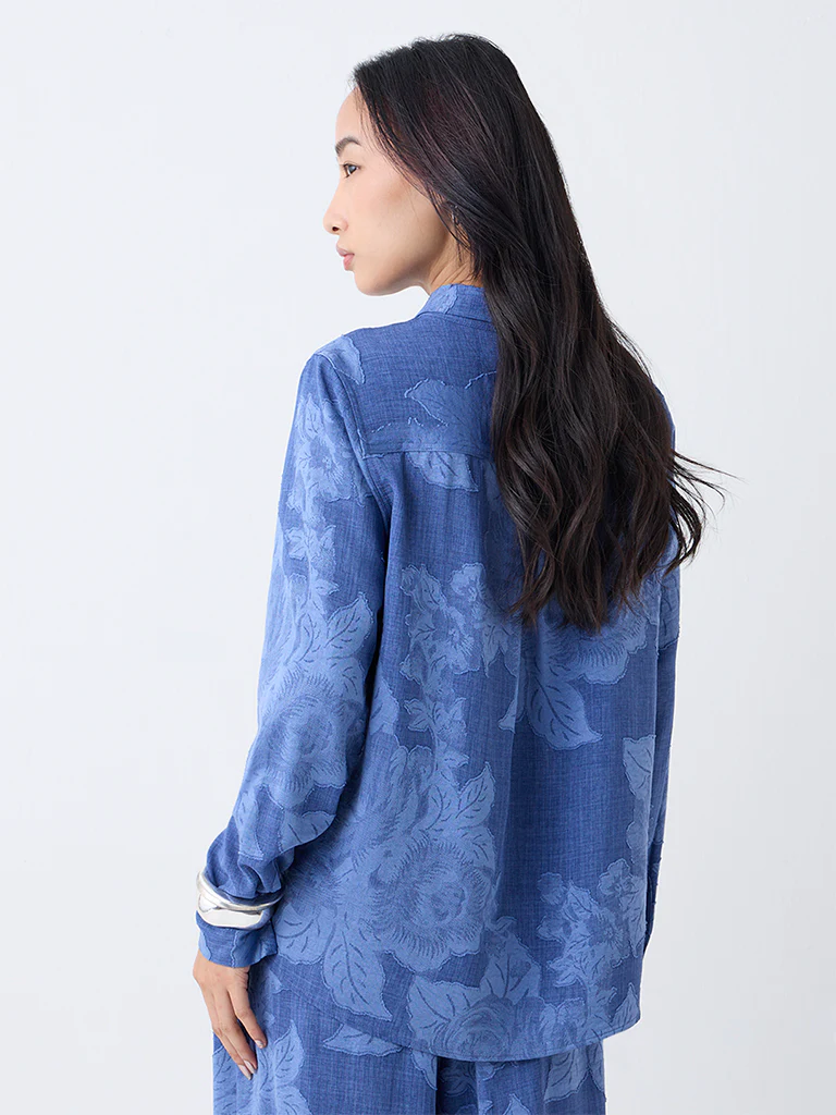 LOV Light Blue Floral Detailed Shirt - Image 4