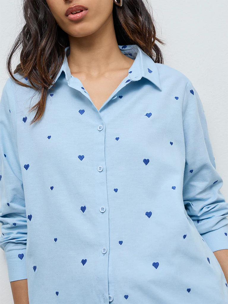 LOV Light Blue Heart Design Shirt - Image 3