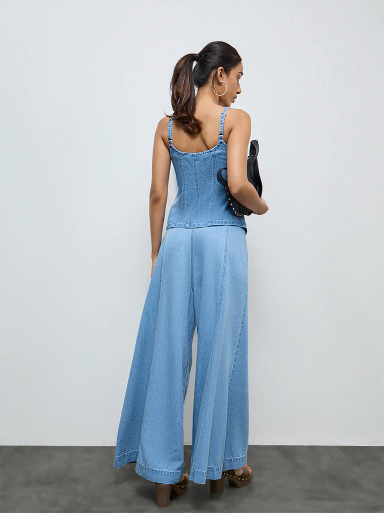 LOV Light Blue High-Rise Denim Pants with Belt - Image 4
