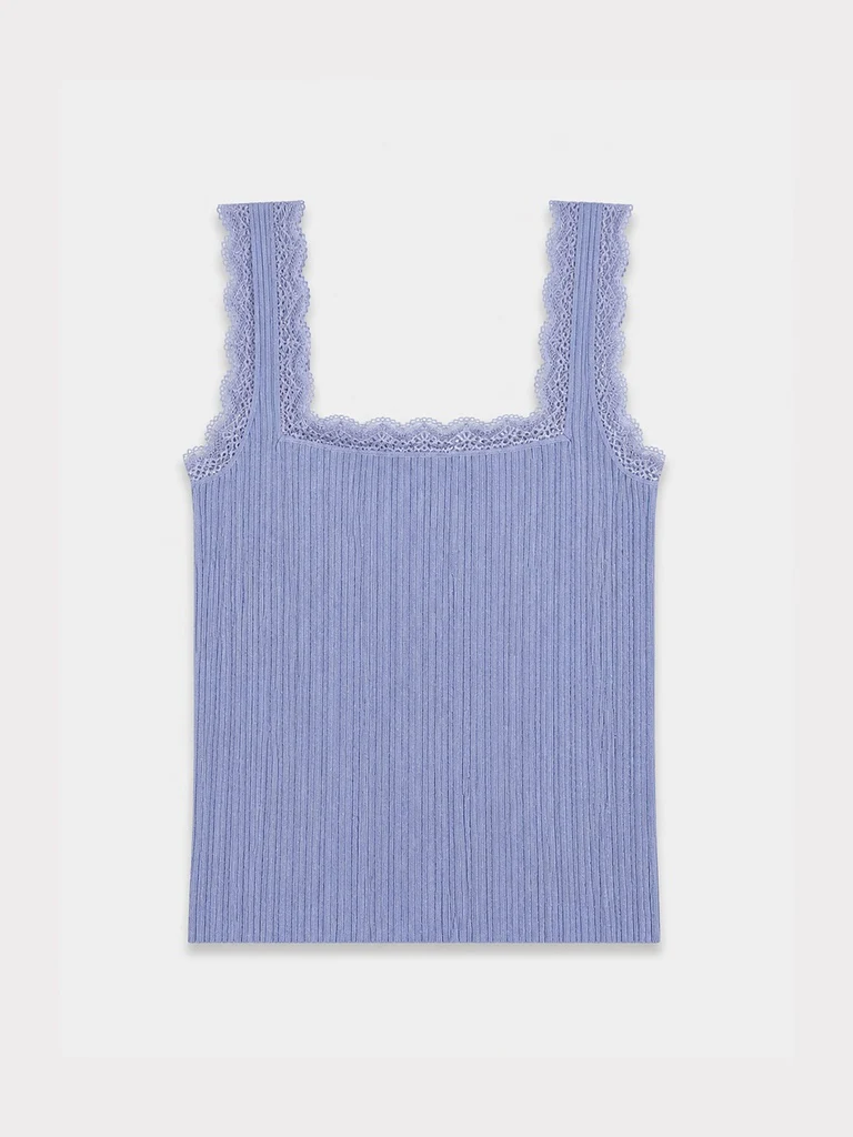 LOV Light Blue Lace-Detailed Top - Image 5