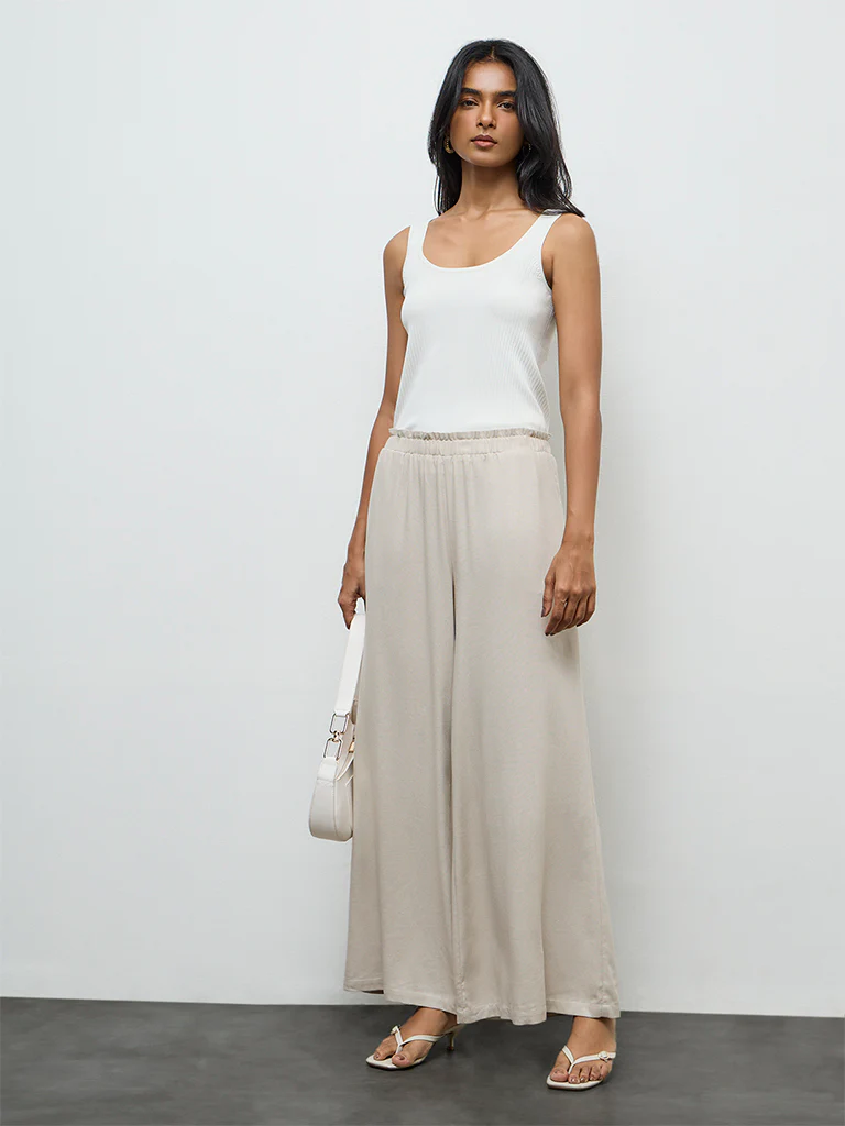 LOV Light Taupe High-Rise Pants