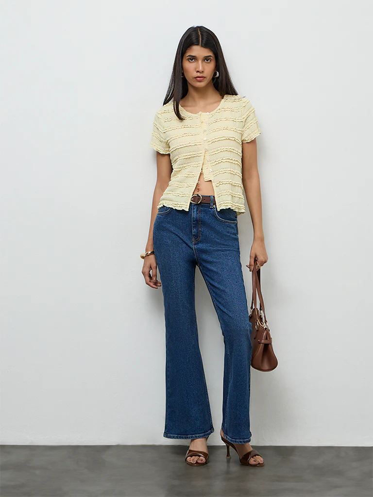 LOV Light Yellow Embroidered Top