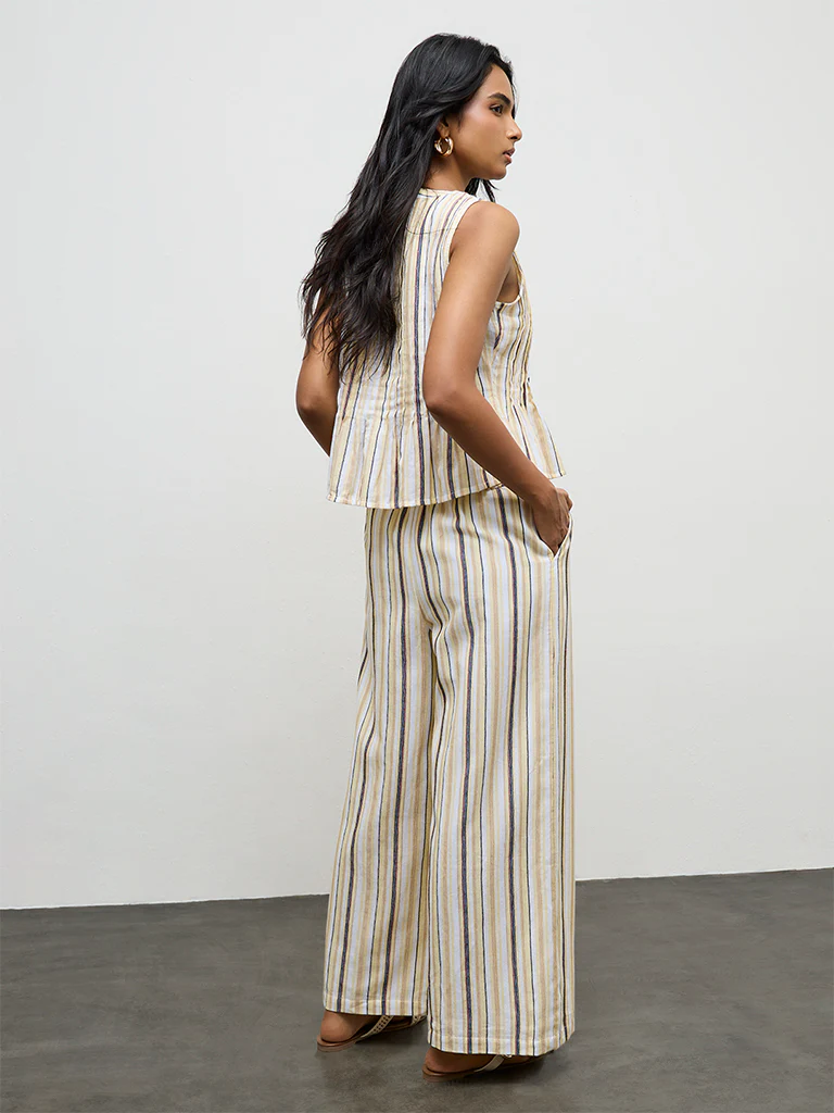 LOV Light Yellow Striped High-Rise Pants - Image 4