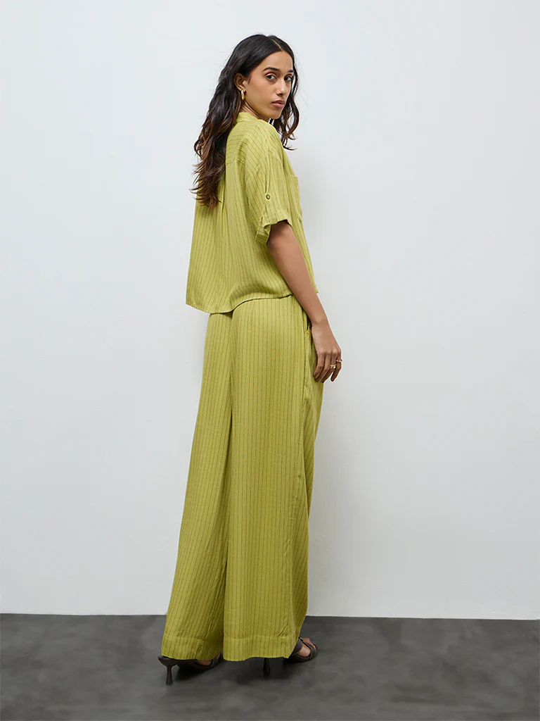 LOV Lime Striped High-Rise Trousers - Image 4