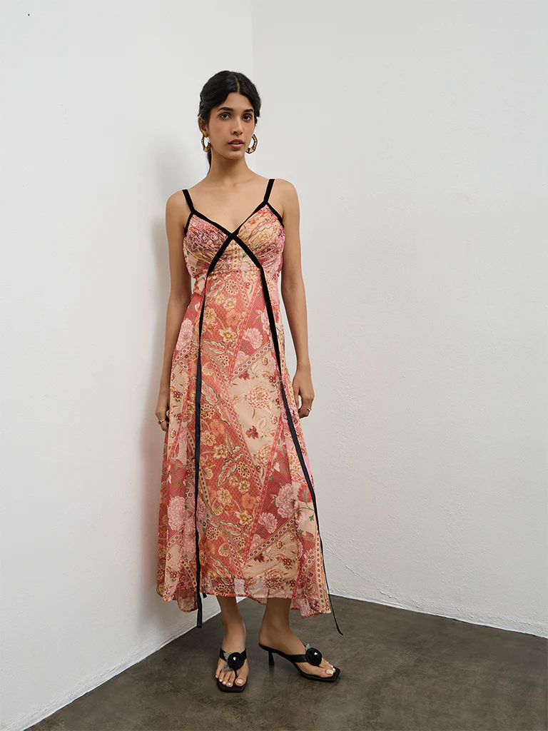 LOV Multicolor Printed Empire A-Line Dress