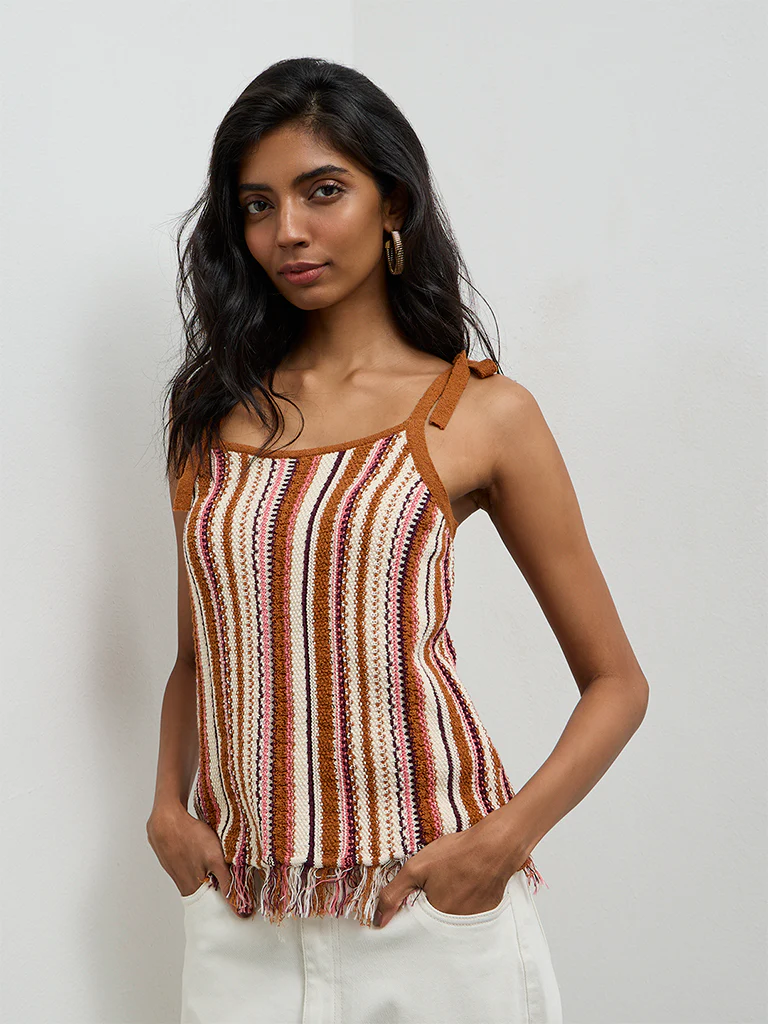 LOV Multicolored Knitted Cotton-Blend Top