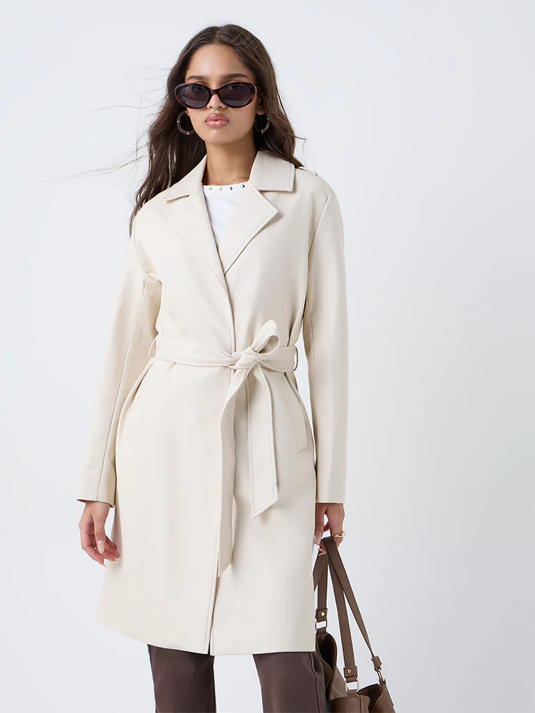 LOV Off-White Coat with Belt - Image 2
