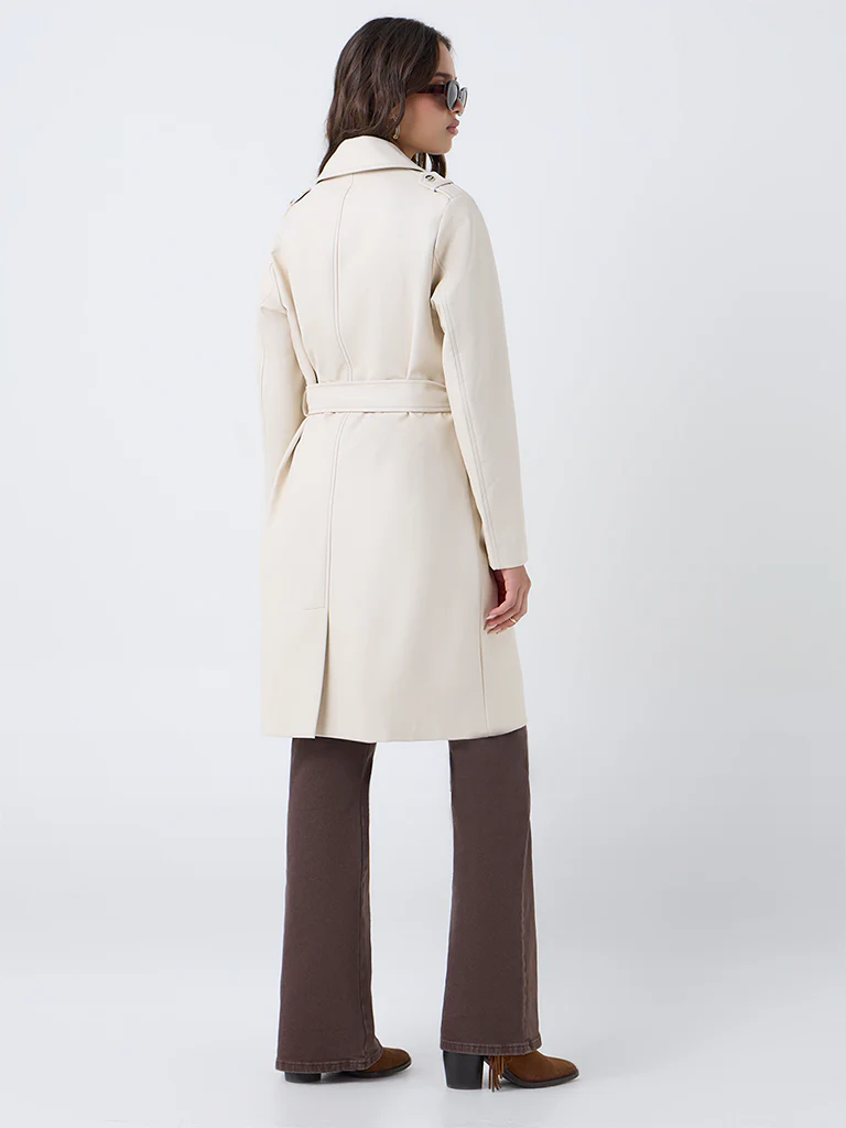 LOV Off-White Coat with Belt - Image 4