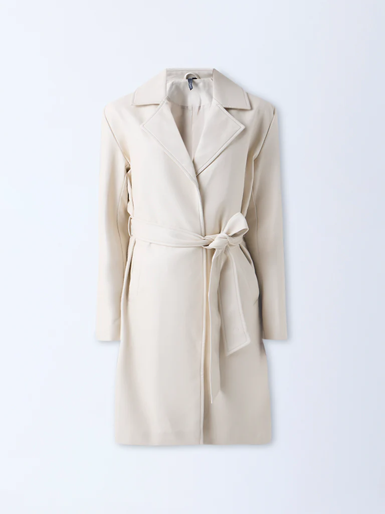 LOV Off-White Coat with Belt - Image 5