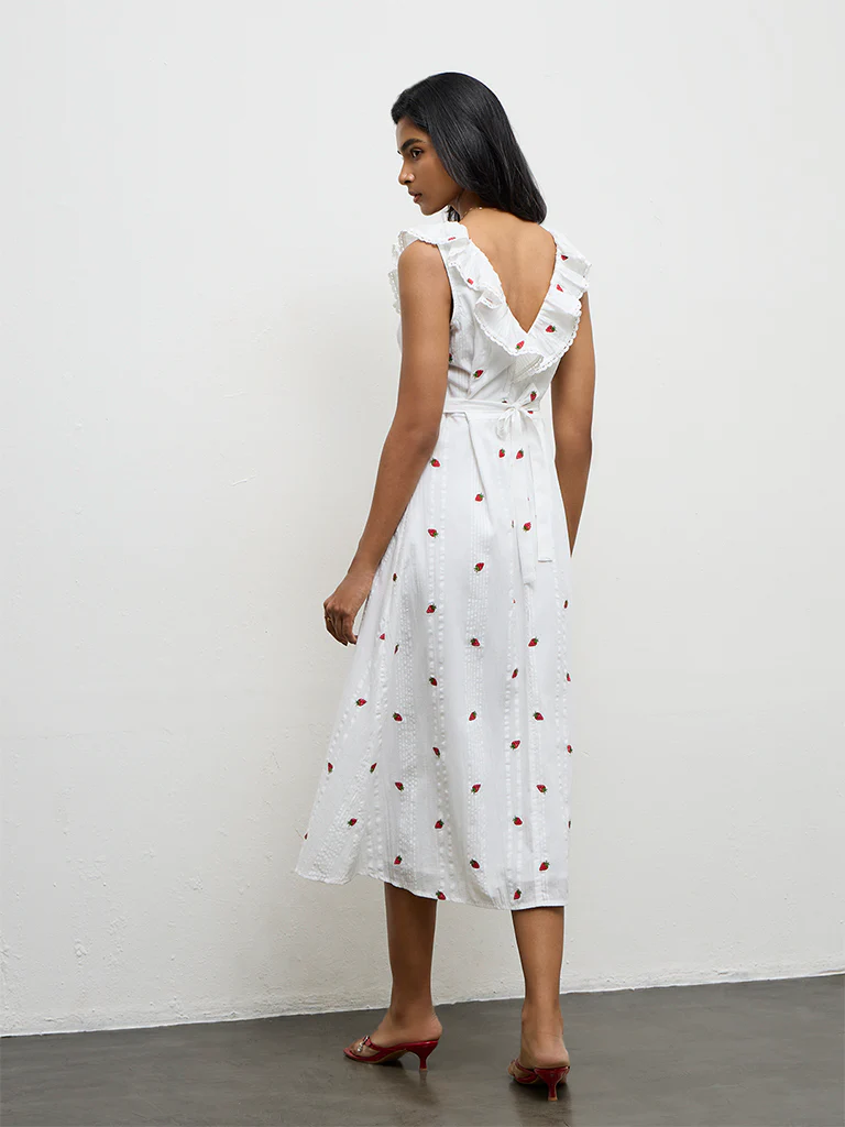 LOV Off-White Embroidered A-Line Dress - Image 4