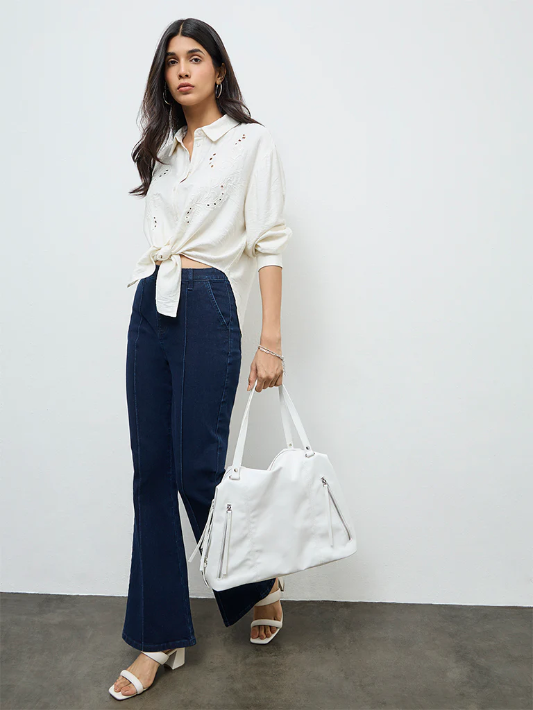 LOV Off-White Floral Embroidered Shirt - Image 2
