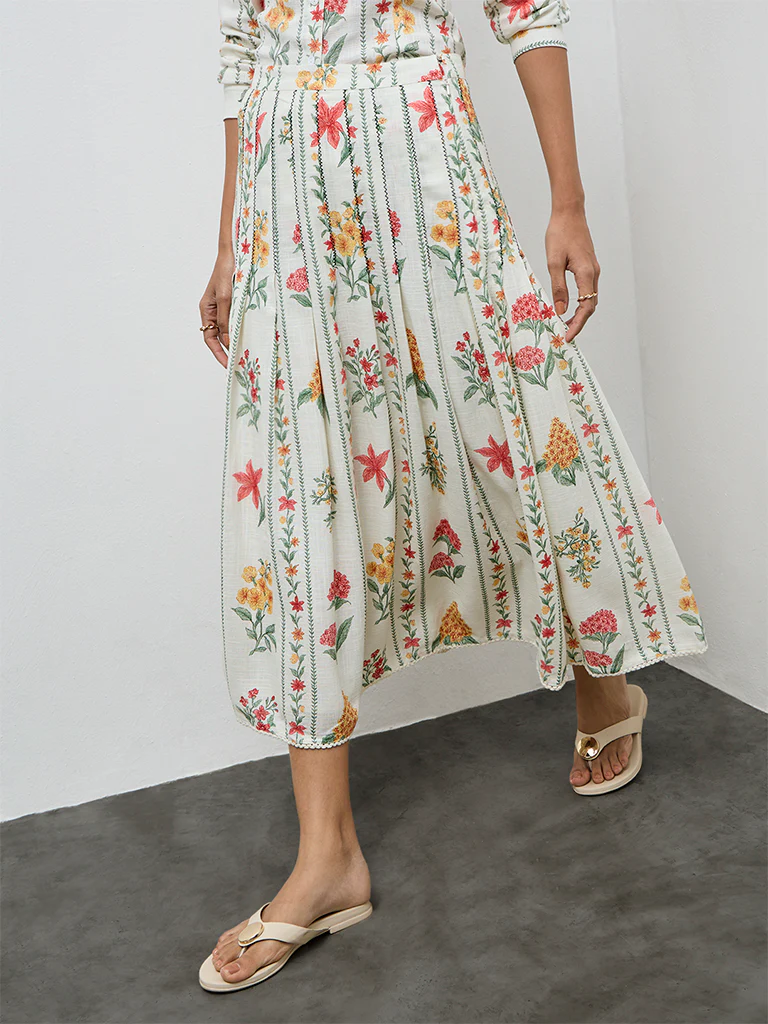LOV Off-White Floral High-Rise Skirt - Image 2