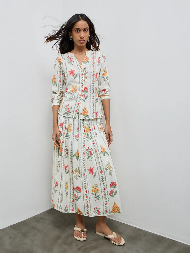 LOV Off-White Floral Pattern Blouse - Image 2