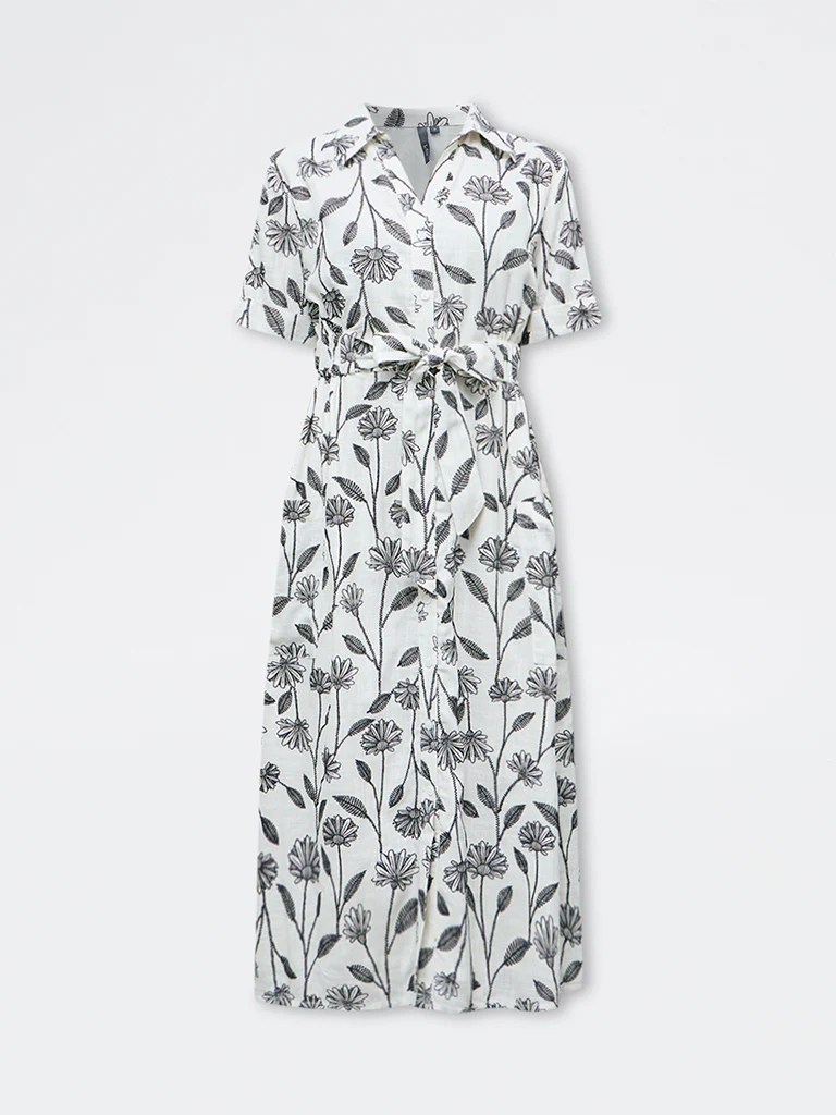 LOV Off-White Floral Printed Shirt Dress - Image 5
