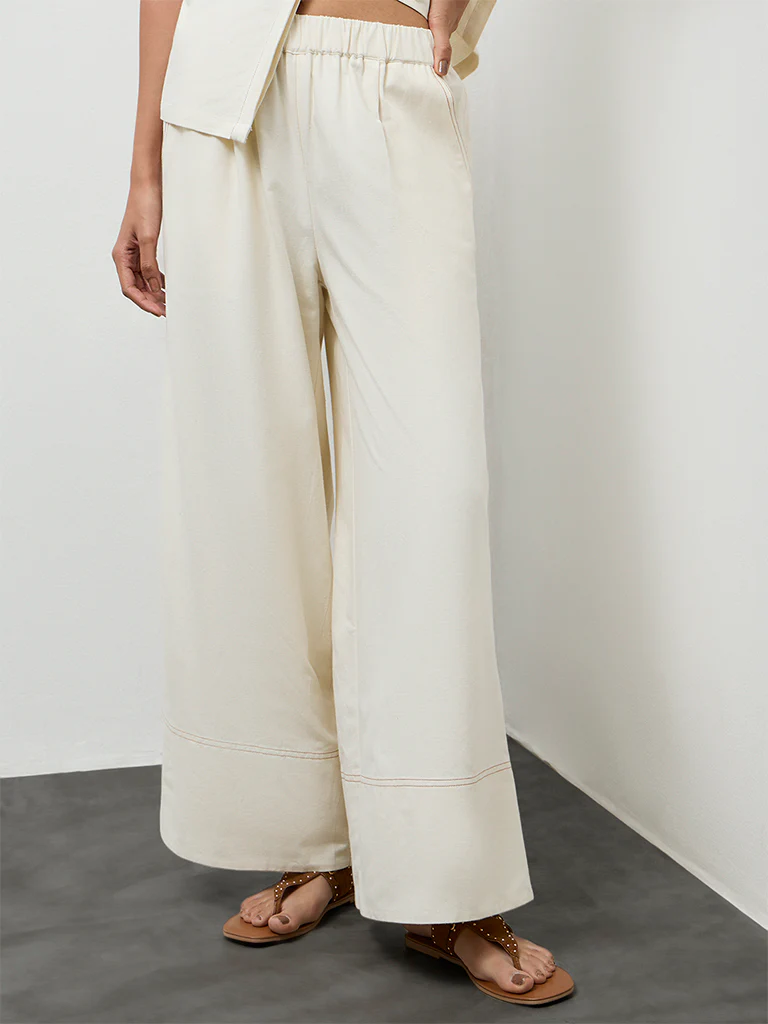 LOV Off-White High-Rise Trousers - Image 2