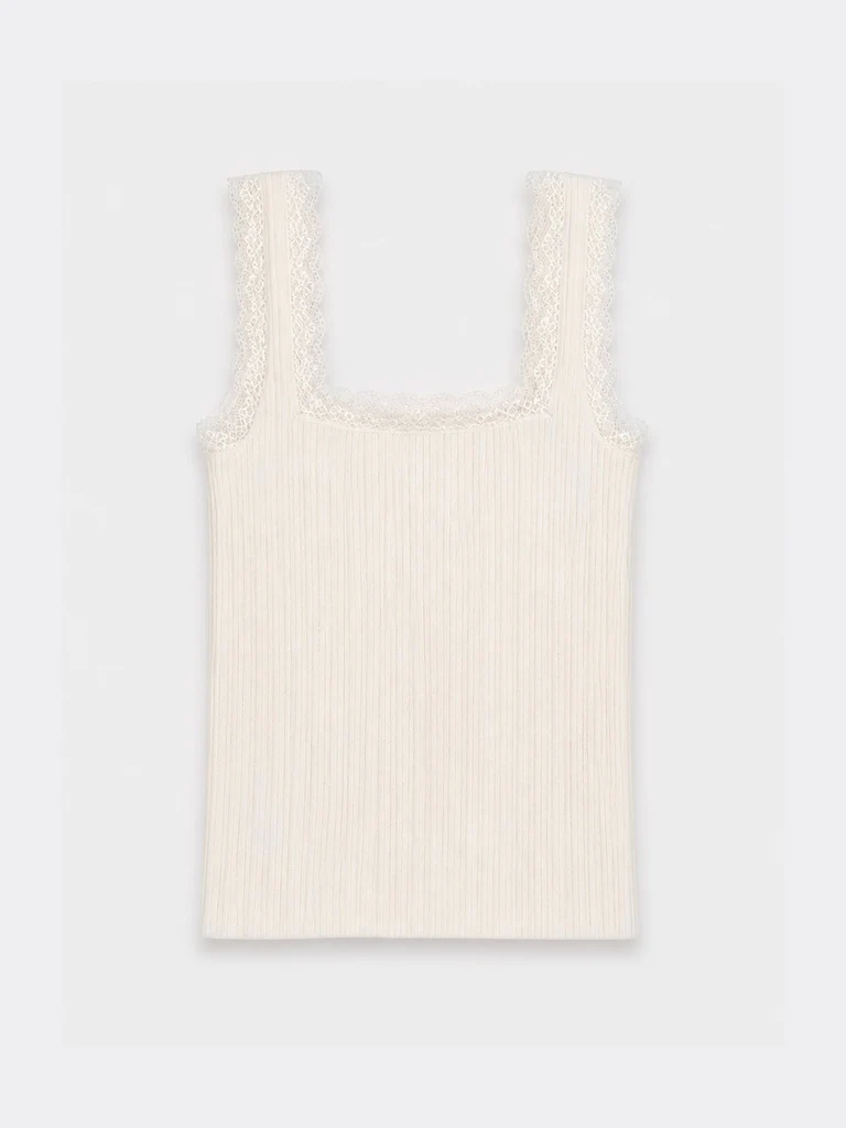 LOV Off-White Lace-Detailed Top - Image 5