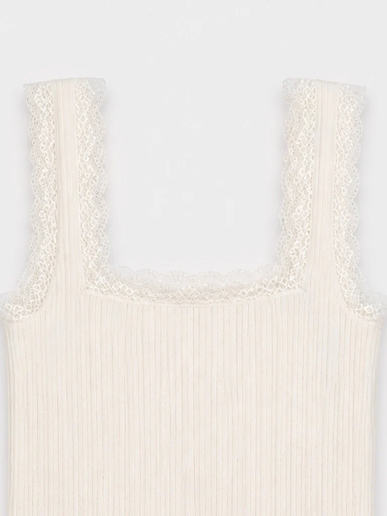 LOV Off-White Lace-Detailed Top - Image 6
