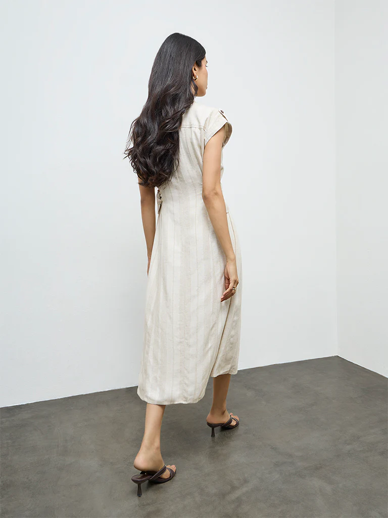 LOV Off-White Self-Striped Shirt Dress - Image 4