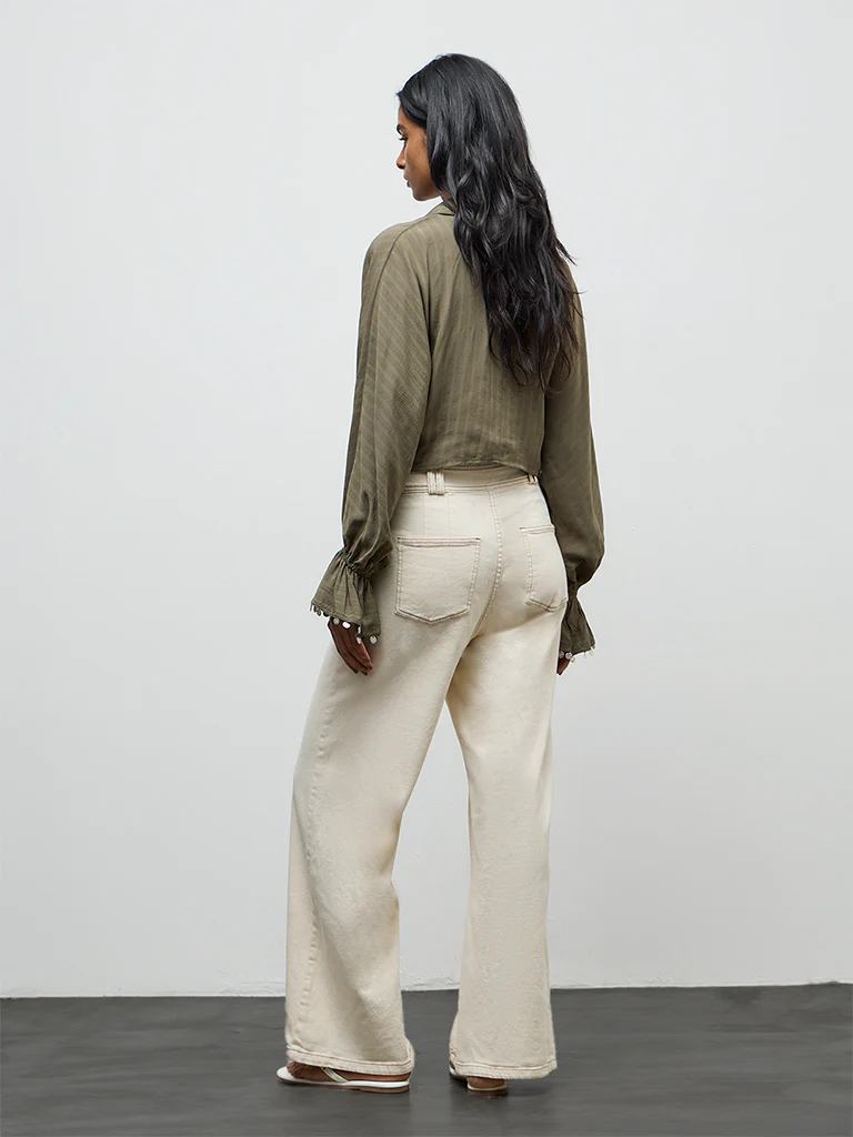 LOV Off-White Solid High-Rise Jeans - Image 4