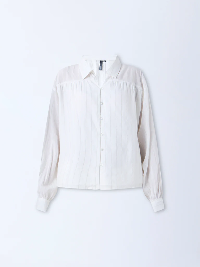 LOV Off-White Striped Blouse - Image 5